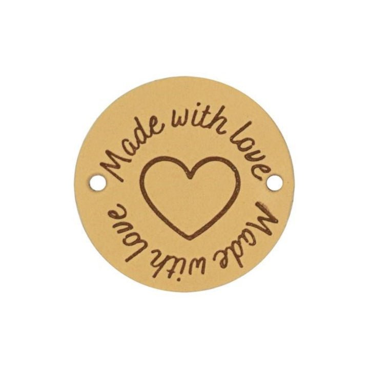 Durable Durable 2 Stk. runde Lederlabel 3,5 cm - "Made with Love" Lieblingsgarn