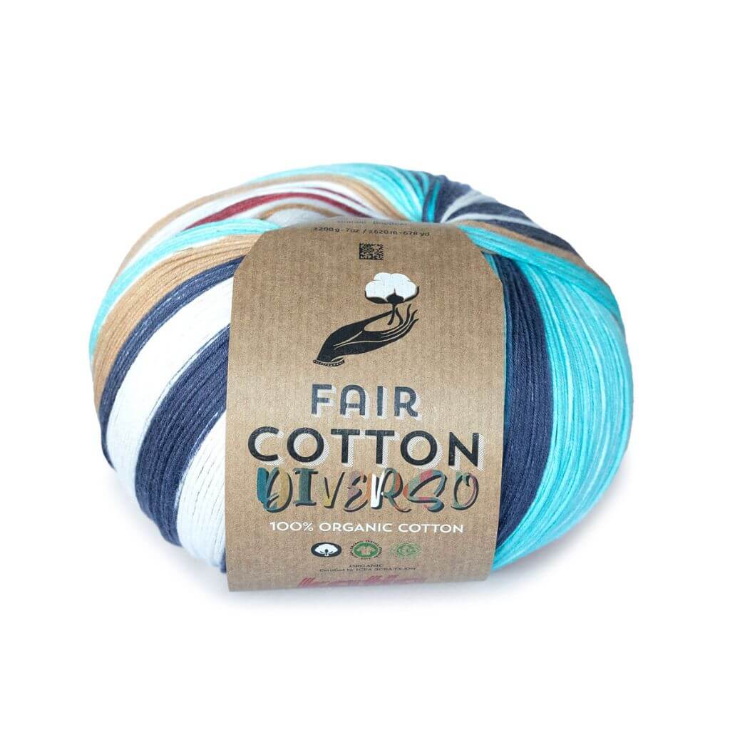 Katia 400 - Braun-Lila-Blau Katia Fair Cotton Diverso 200g Lieblingsgarn