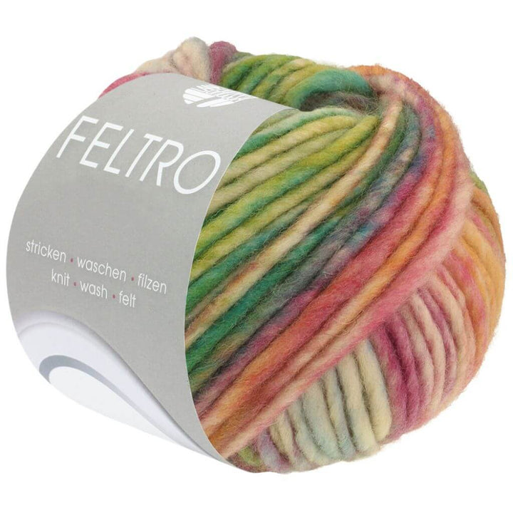 Lana Grossa Feltro Camino, Farbe 841 Grün/Hell /Dunkelgrün/Hellgrau/Beige/Altrosa/ Rosenholz/Flieder bei Lieblingsgarn