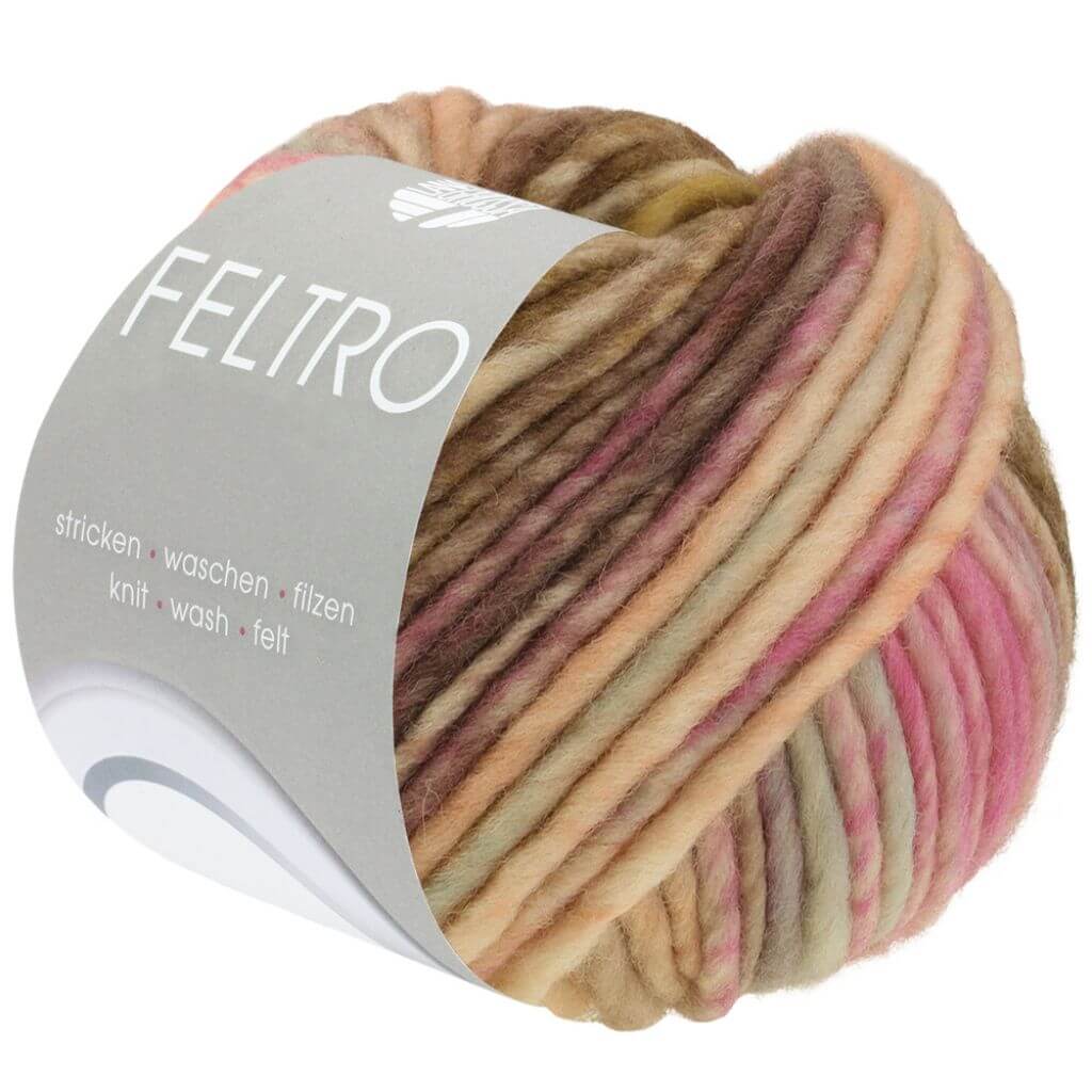 Lana Grossa Feltro Camino, Farbe 845 Hell /Dunkeloliv/Pastell /Altrosa/Rosenholz/ Sandbeige – Schurwolle bei Lieblingsgarn