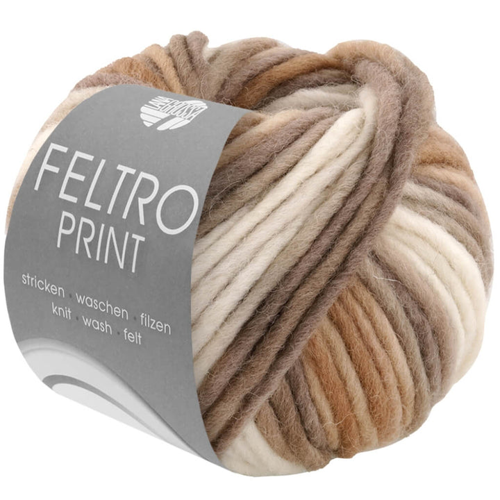 Lana Grossa 1307 - Weiß/Rohweiß/Beige/Taupe Lana Grossa Feltro Print 50g Lieblingsgarn