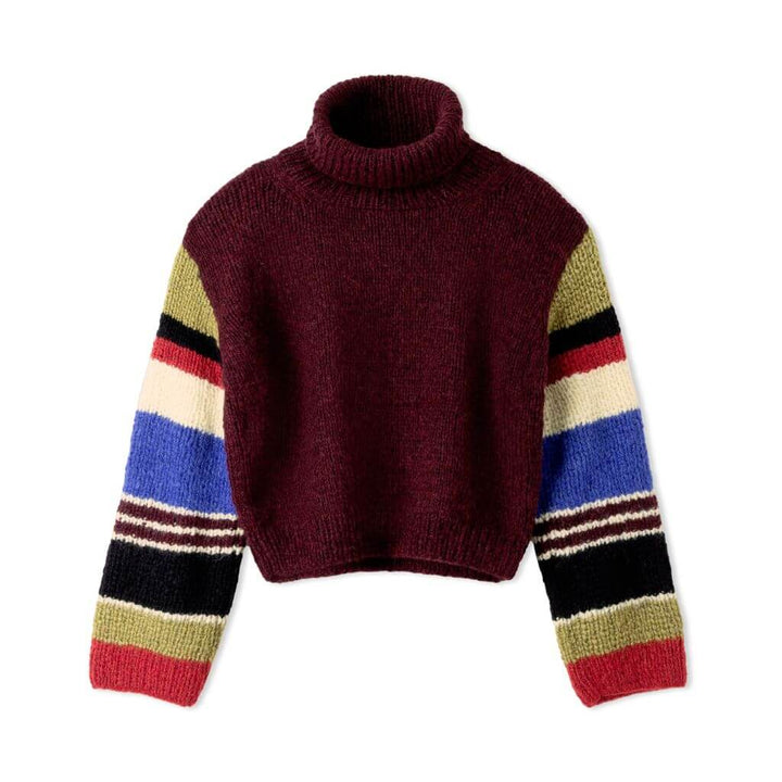 Rollkragenpullover mit gestreiften Ärmeln Strickanleitung - Lana Grossa (Heft)