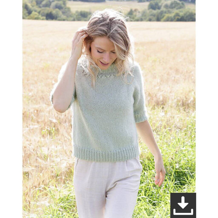 Drops Design Pattern Damen Pullover Fresh Mint Tea Strickset - Drops (PDF) Lieblingsgarn
