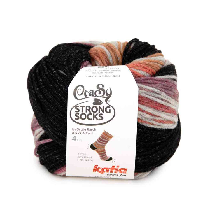 Katia Crasy Strong Socks, Farbe 103 Rot Grau – Baumwolle und Synthetik bei Lieblingsgarn