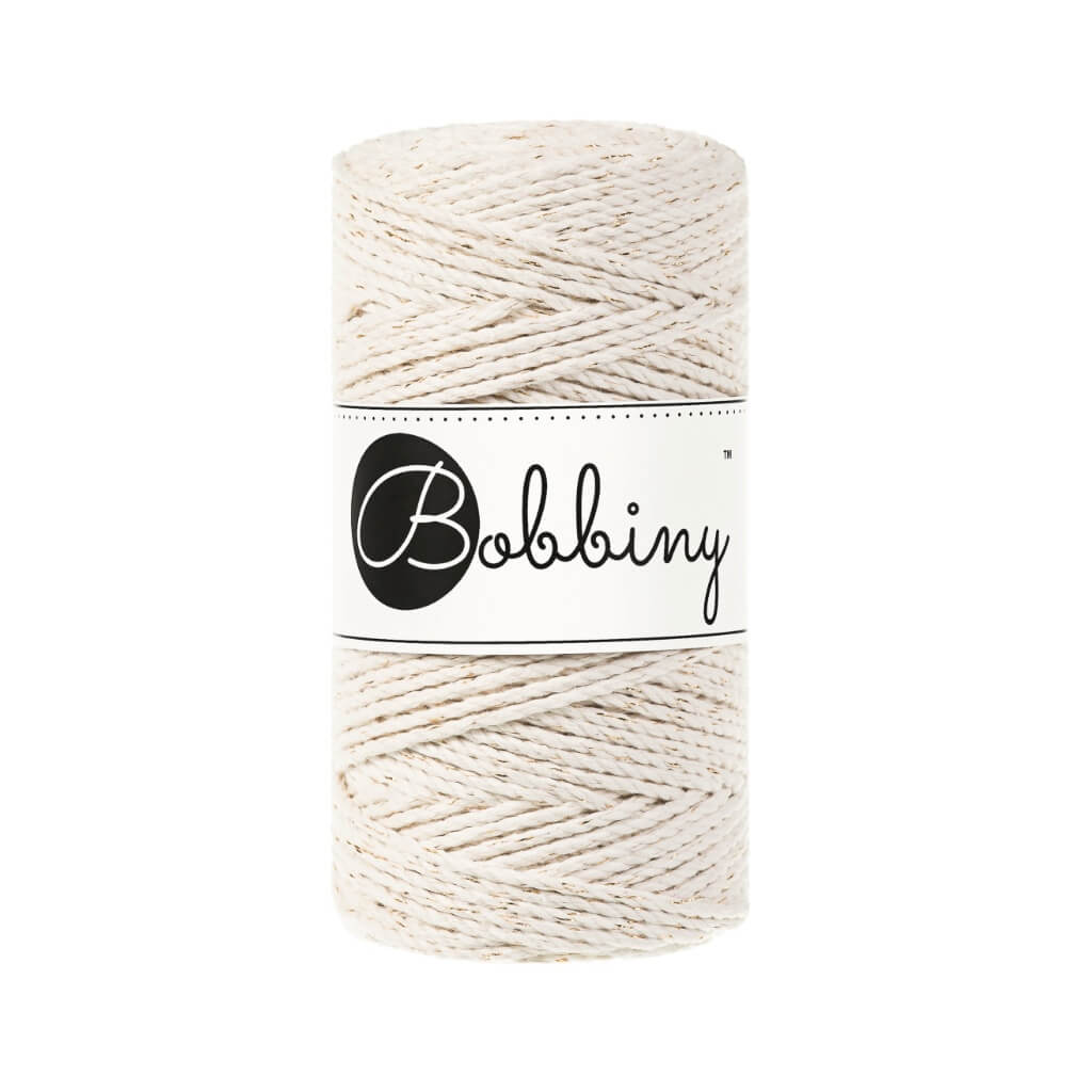 Bobbiny Golden Natural Bobbiny Makramee Garn 3mm gedreht Lieblingsgarn