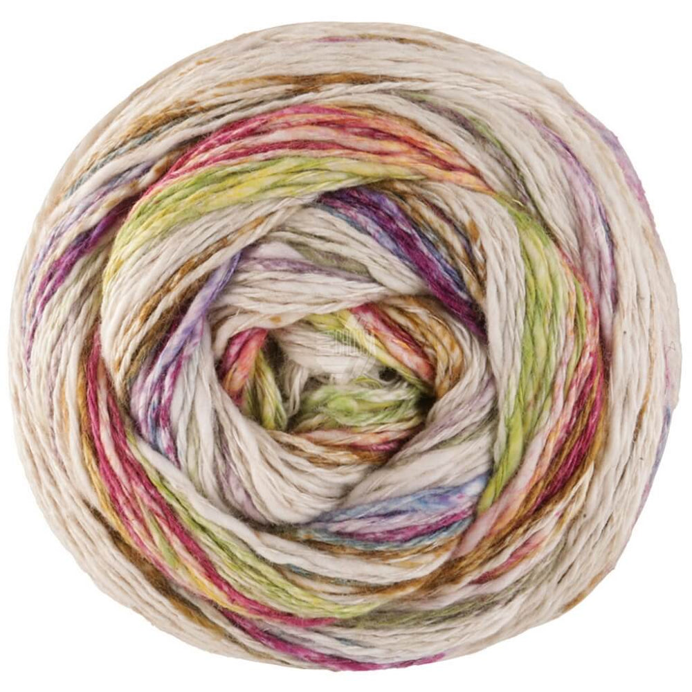 Lana Grossa 3034 - Lindgrün/Natur/Umbra/Hellpetrol/Brombeer/ Fuchsia/Gelb Lana Grossa Gomitolo Hippie Lieblingsgarn