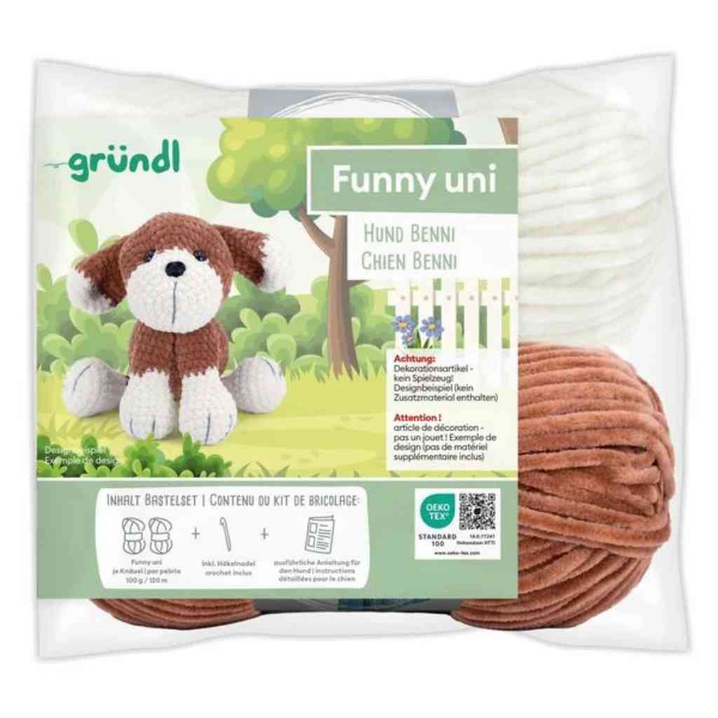 Gründl Funny uni Häkelset Hund Benni