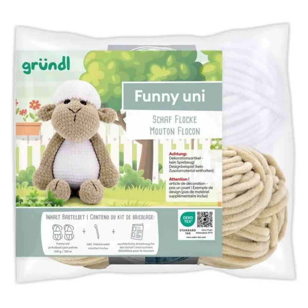 Gründl Funny uni Häkelset Schaf Flocke