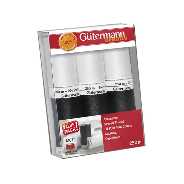 Gütermann Nähfaden-Set Allesnäher Schwarz/Weiß Lieblingsgarn