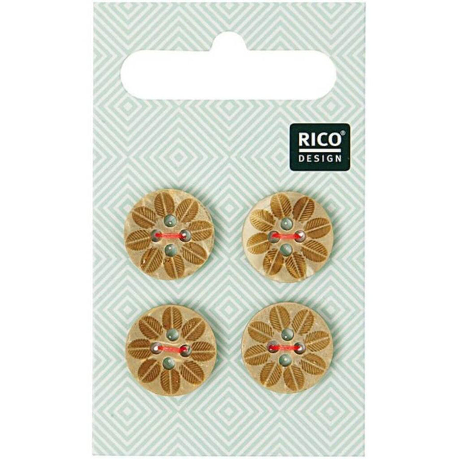 Rico Design Holzknöpfe mit Blüte 1,6 cm Lieblingsgarn
