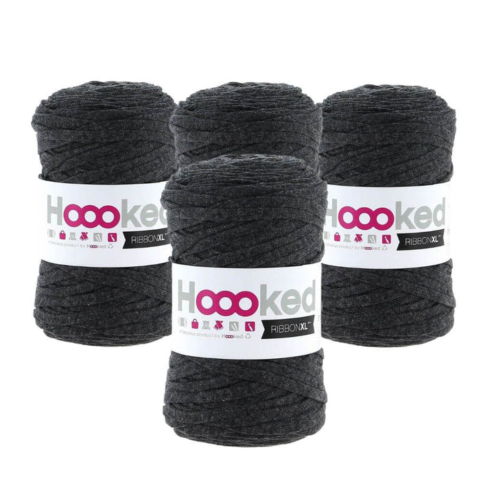Hoooked Charcoal Anthrazit Hoooked RibbonXL 4er Spar-Set Lieblingsgarn