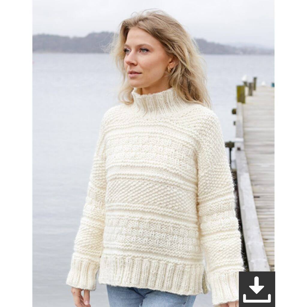 Drops Design Pattern Damen Pullover Ice Tide Strickanleitung - Drops (PDF) Lieblingsgarn