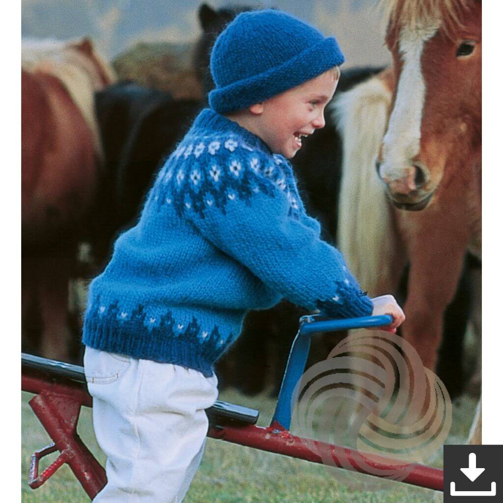 Lopi Pattern Islandpullover für Kinder mit Mütze Strickanleitung - Lopi (PDF) Lieblingsgarn