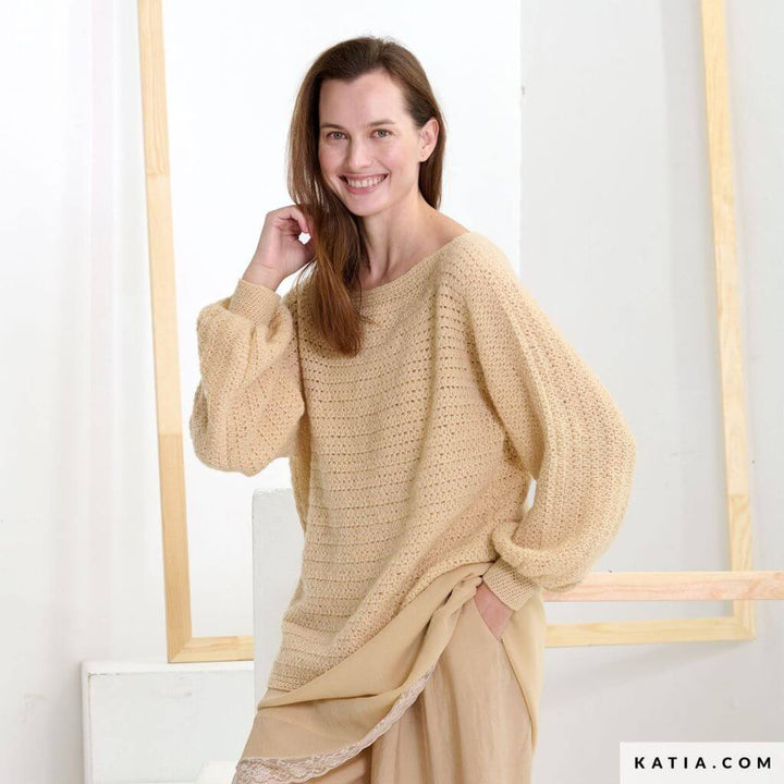 Katia Oversize Pullover mit tiefem Ausschnitt Häkelanleitung - Katia (Heft) Lieblingsgarn