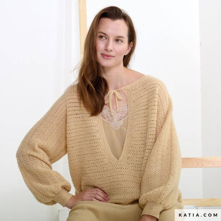 Katia Oversize Pullover mit tiefem Ausschnitt Häkelanleitung - Katia (Heft) Lieblingsgarn