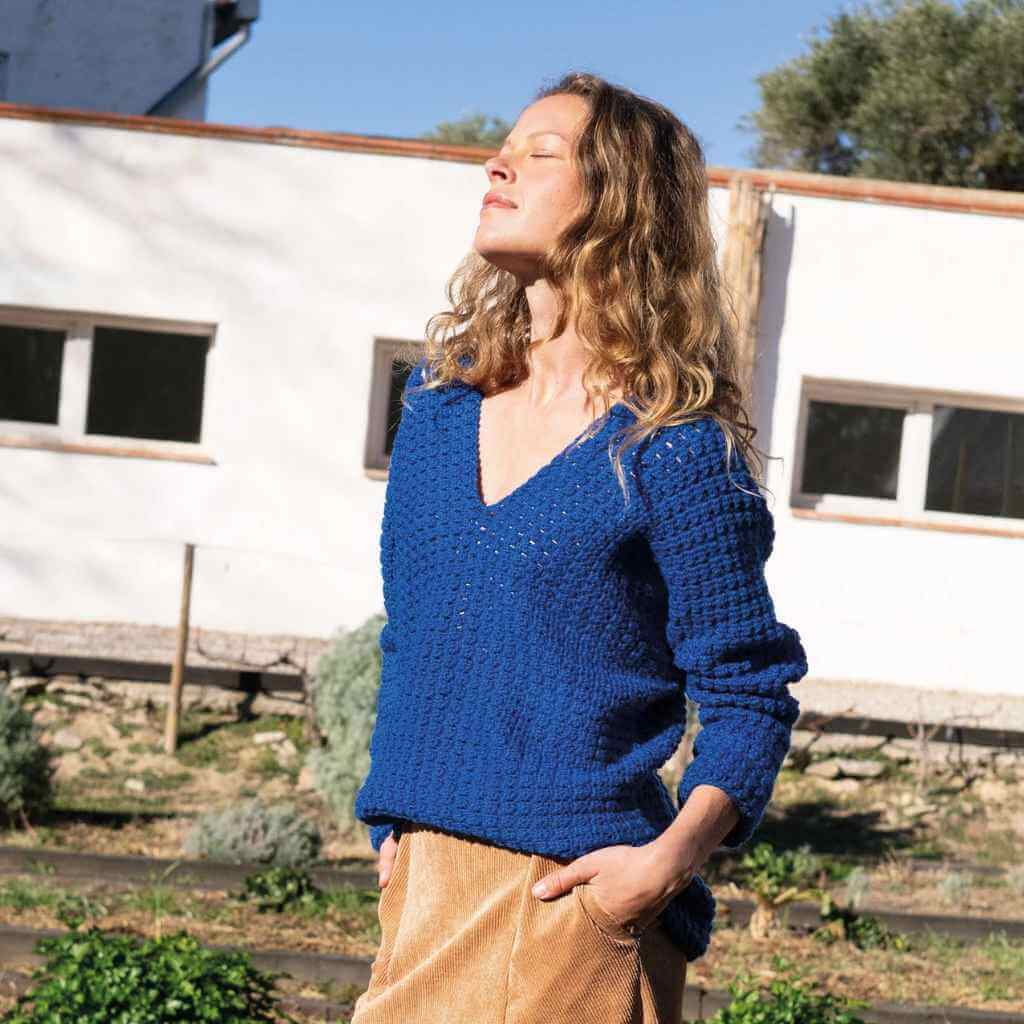 Pullover mit V-Ausschnitt Basic Merino Häkelanleitung - Katia (PDF)