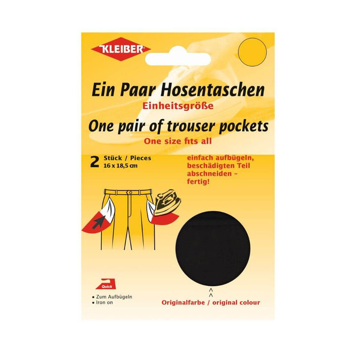 Kleiber 05 - Schwarz Kleiber Quick Ein Paar Hosentaschen zum Aufbügeln Lieblingsgarn