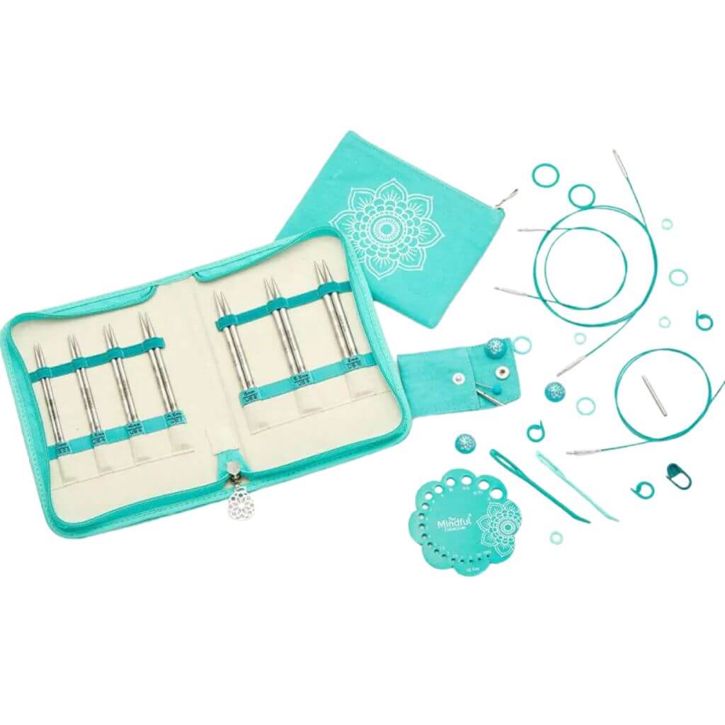 KnitPro Mindful vaste naaldenset - paar rondbreinaalden van 13 cm met accessoires Mindful Serenity-set voor beginners, professionals en cadeauset KnitPro Mindful vaste naaldenset - paar rondbreinaalden van 13 cm met accessoires Mindful Serenity-set voor beginners, professionals en cadeauset