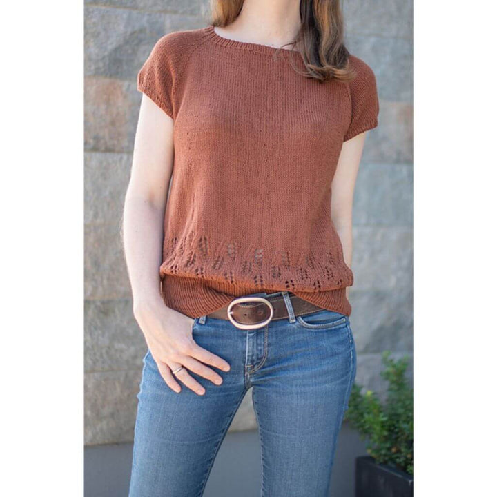 Inga Mallwitz Damen Kurzarmpullover Korn Tee Strickanleitung - Appelbanne Design (PDF) Lieblingsgarn