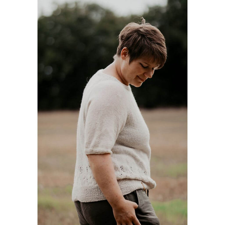 Inga Mallwitz Damen Kurzarmpullover Korn Tee Strickanleitung - Appelbanne Design (PDF) Lieblingsgarn