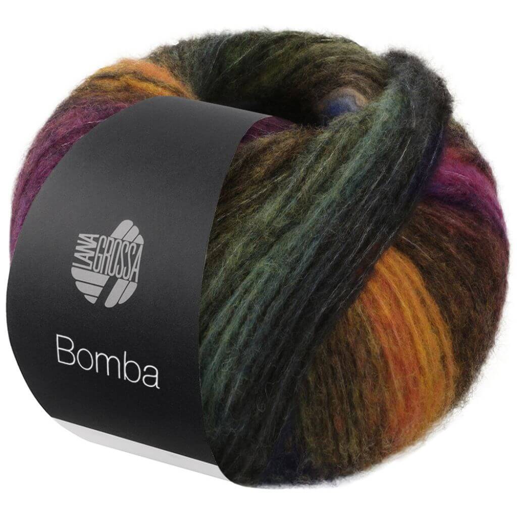 Lana Grossa 4 - Rost/Dunkelpetrol/-oliv/Weiß-/Graugrün/Lila/Brombeer/Graugelb Lana Grossa Bomba Lieblingsgarn