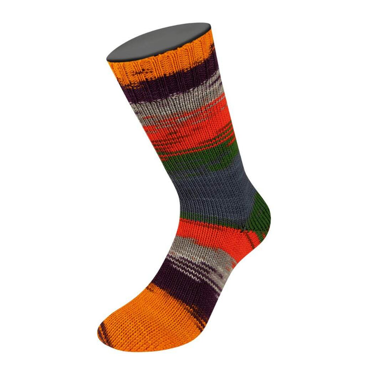 Lana Grossa Cool Wool 4 Socks Print 2 7796 - Lila/Dunkelgrün/Koralle/Grau/Brombeer/Orange Lieblingsgarn