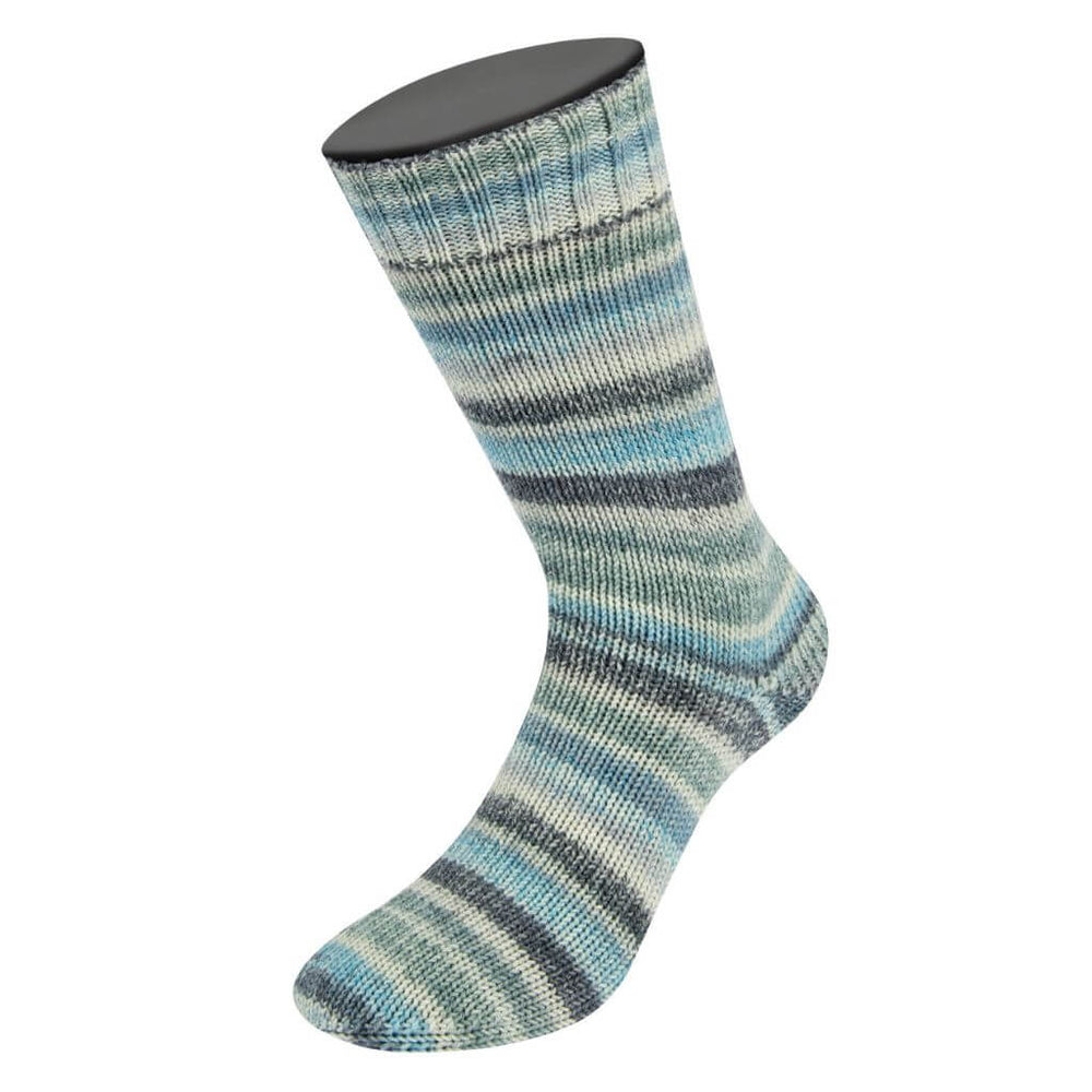 Lana Grossa Cool Wool 4 Socks Print 2 7751 - Hell-/Mittel-/Dunkelgrau/Hell-/Dunkelblau/ Grau-/Dunkelgrün Lieblingsgarn