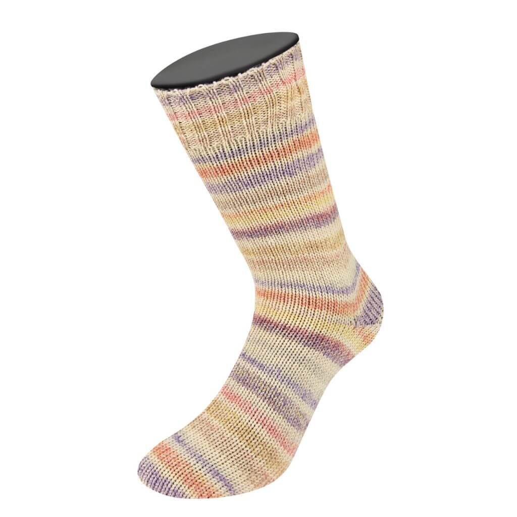 Lana Grossa Cool Wool 4 Socks Print 2 7762 - Khaki/Natur/Rosa/Antikviolett/Lila/Hellgrau/Senfgelb/Taupe/Hellr Lieblingsgarn