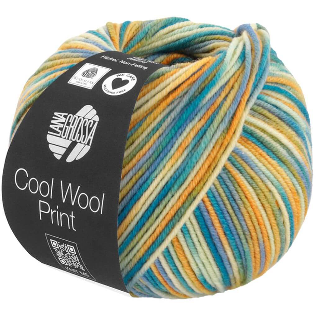 Lana Grossa 835 - Vanille/Dottergelb/Oliv/Himmelblau/Petrolgrün/ Blaupetrol Lana Grossa Cool Wool Print 50g Lieblingsgarn