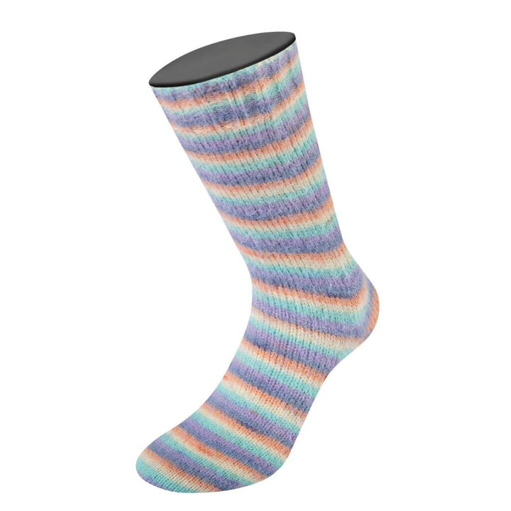 Lana Grossa 153 - Lavendel/Graublau/Lachs/Creme/Türkis Lana Grossa Cosy Socks Multi Stripes Lieblingsgarn