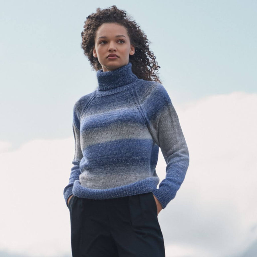 Lana Grossa Gestreifter Rollkragenpullover Strickanleitung - Lana Grossa (Heft) Lieblingsgarn