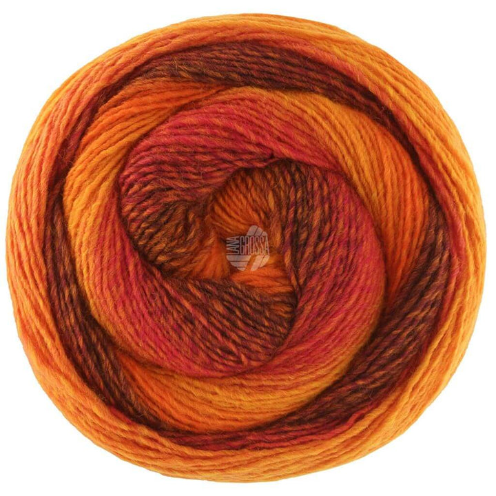Lana Grossa 457 - Terrakotta/Schoko-/Dunkelbraun/Tonrot/Rotorange/ Dottergelb/Orange Lana Grossa Gomitolo Versione - Bobbel Wolle Lieblingsgarn