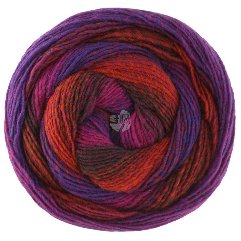 Lana Grossa 459 - Rotviolett/Purpur/Schwarzgrün/Terrakotta/ Blauviolett Lana Grossa Gomitolo Versione - Bobbel Wolle Lieblingsgarn