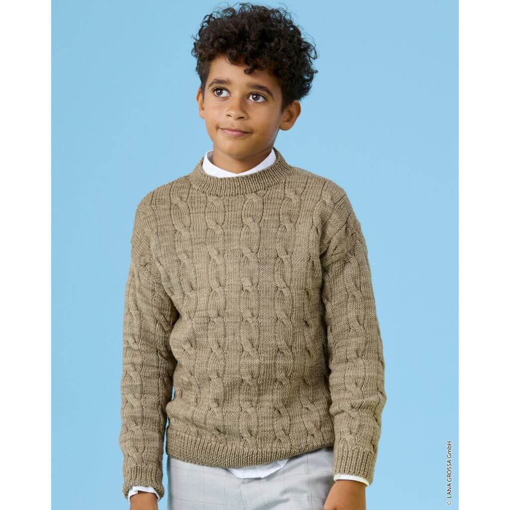 Lana Grossa Kinderpullover mit Zopfmuster Strickanleitung – Produktansicht bei Lieblingsgarn
