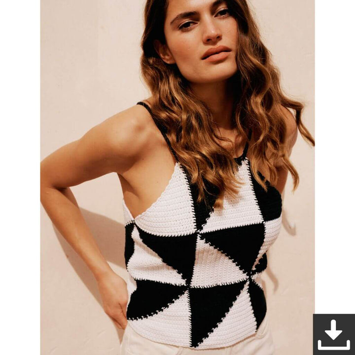 Lana Grossa Pattern Top mit geometrischem Muster Häkelanleitung - Lana Grossa (PDF) Lieblingsgarn