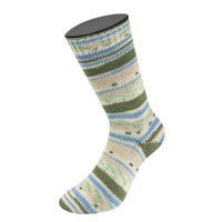 722 - Waldgrün/Ecru/Himmelblau/Hellbeige/Jade Gestreift/mit Jacquard
