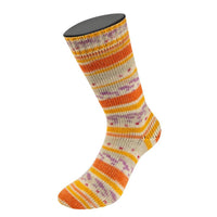 723 - Gelb-/Rotorange/Creme/Flieder/Zartbeige/ Lachsorange/Rot Gestreift/mit Jacquard
