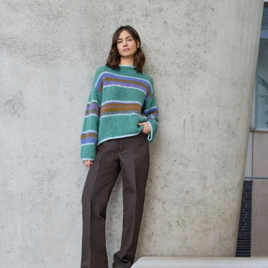 Lana Grossa Gestreifter Oversize Pullover Strickanleitung - Lana Grossa (Heft) Lieblingsgarn