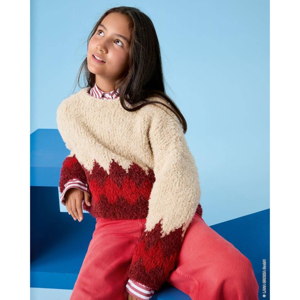 Kinderpullover mit Zackenmuster Strickanleitung - Lana Grossa (Heft)