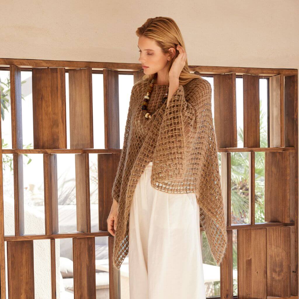 Lana Grossa Pattern Poncho Gittermuster Häkelanleitung - Lana Grossa (Heft) Lieblingsgarn