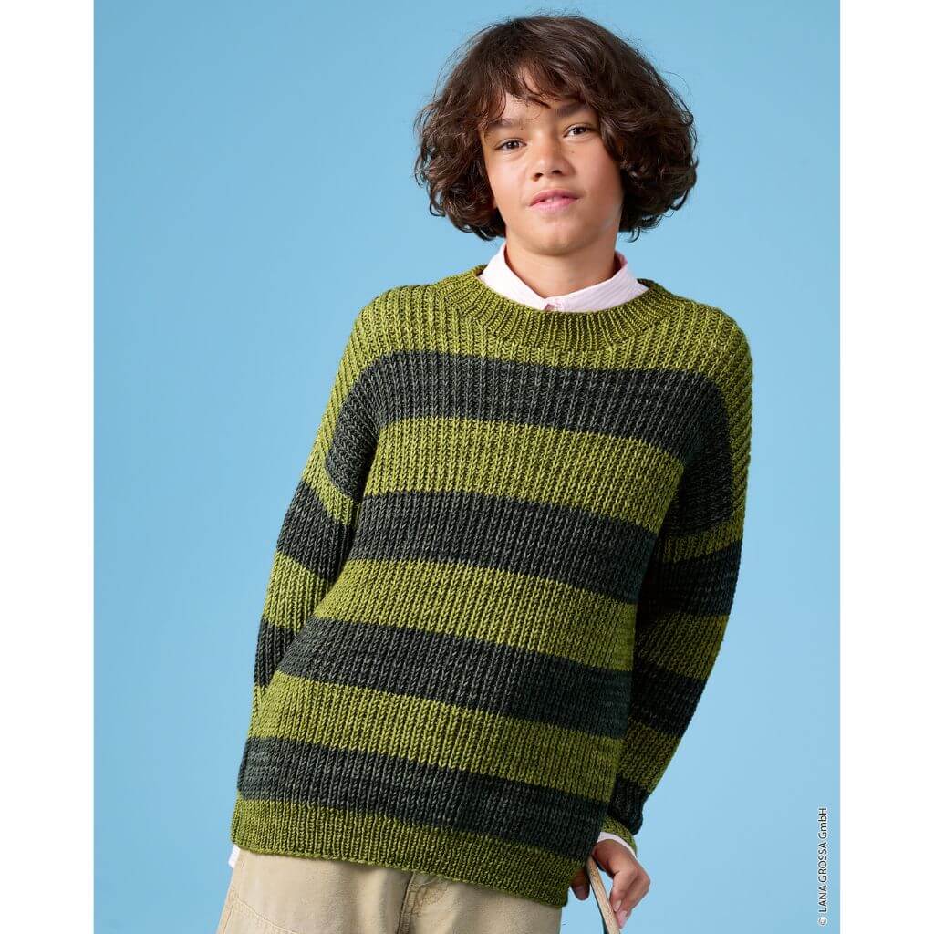 Kinder-Streifenpullover im Halbpatent Strickanleitung - Lana Grossa (Heft)
