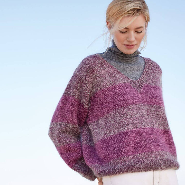 Lana Grossa Gestreifter Pullover mit V-Ausschnitt Strickanleitung - Lana Grossa (Heft) Lieblingsgarn