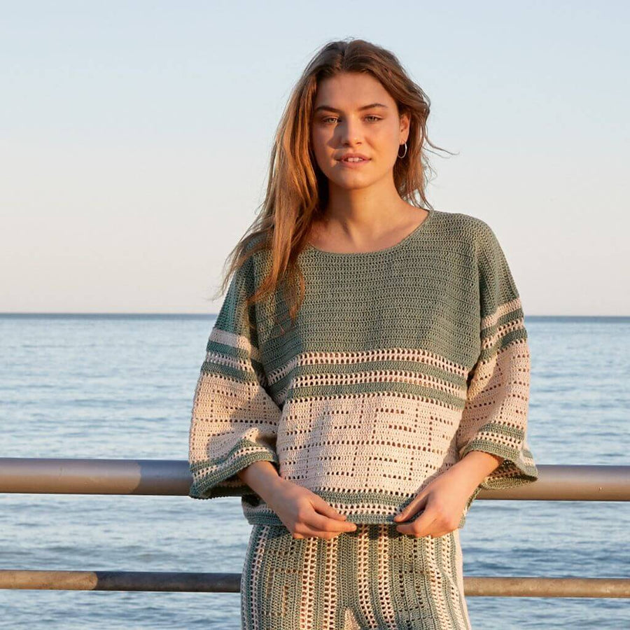 Lana Grossa Pattern Shirt mit grafischem Streifenmuster Häkelanleitung - Lana Grossa (Heft) Lieblingsgarn