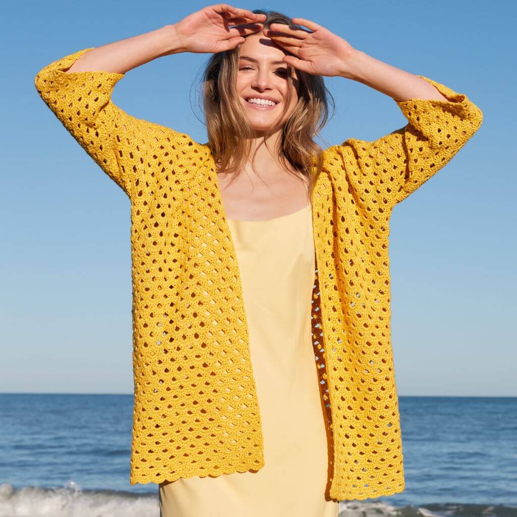 Lana Grossa Pattern Cardigan Top-Down Bogenmuster Häkelanleitung - Lana Grossa (Heft) Lieblingsgarn