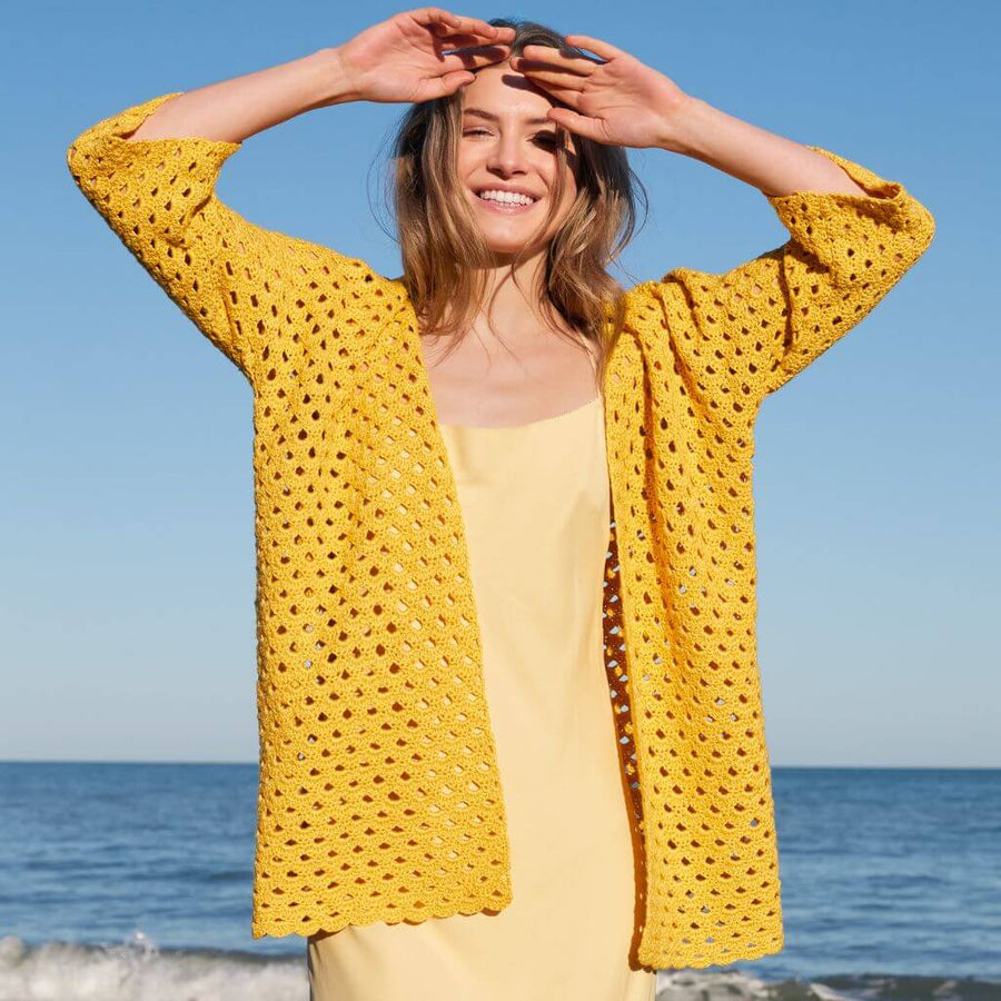 Lana Grossa Pattern Cardigan Top-Down Bogenmuster Häkelanleitung - Lana Grossa (Heft) Lieblingsgarn
