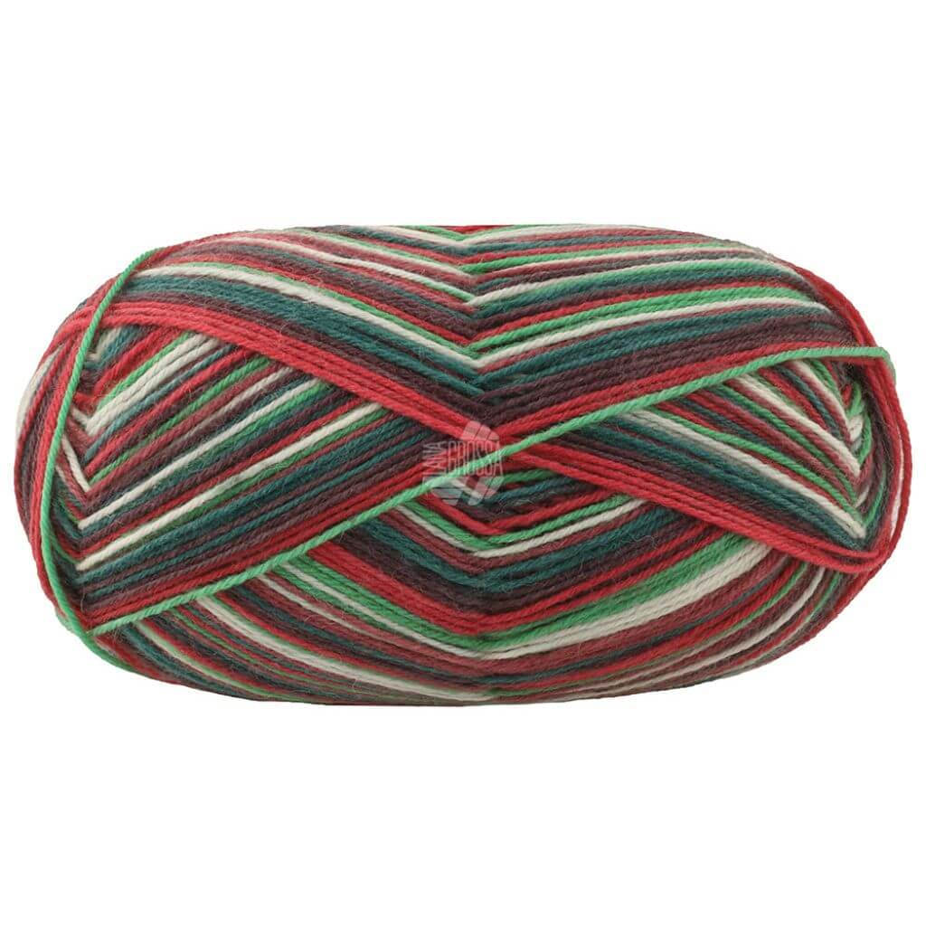 Lana Grossa 6799 - Rot/Hellgrün/Weiß/Dunkelrot/-grün Lana Grossa Meilenweit 100 Merino Christmas Lieblingsgarn