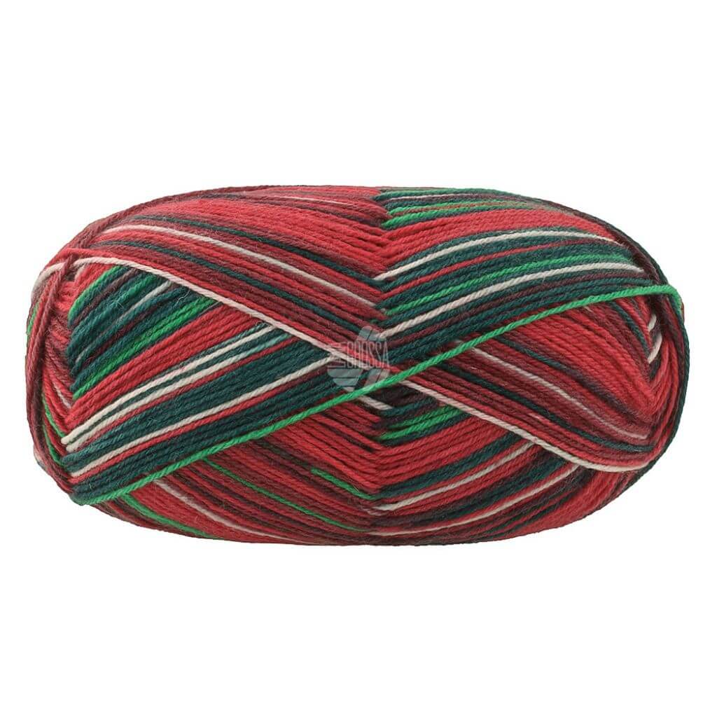 Lana Grossa 6801 - Weiß/Dunkelgrün/Rot/Dunkelrot/Hellgrün Lana Grossa Meilenweit 100 Merino Christmas Lieblingsgarn