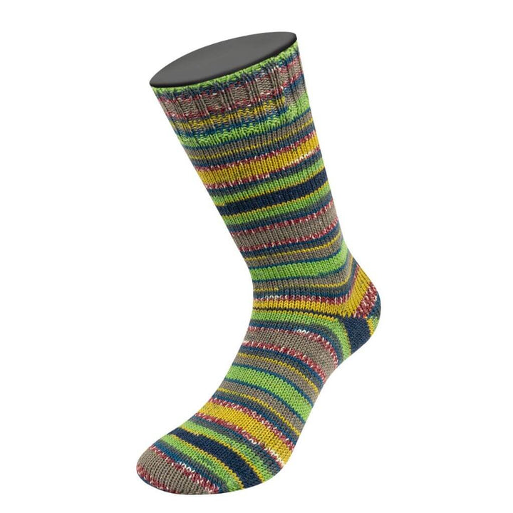 Lana Grossa 3807 - Terrakotta/Natur/Umbra/Petrol/Senfgelb/Maigrün/ Dunkelgrau/-blau gestreift Lana Grossa Meilenweit 100 Merino Extrafein Coccole Lieblingsgarn
