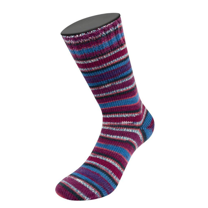 Lana Grossa 3808 - Anthrazit/Hellrot/Hellblau/Weiß/Rotviolett/ Azur/Blauviolett gestreift Lana Grossa Meilenweit 100 Merino Extrafein Coccole Lieblingsgarn