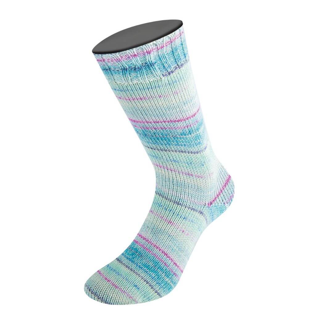 Lana Grossa 4126 - Fuchsia/Blasslila/Türkis/Hell-/Weißtürkis/ Graublau/Blau Lana Grossa Mw 100 Merino Extraf. Cremoso Lieblingsgarn